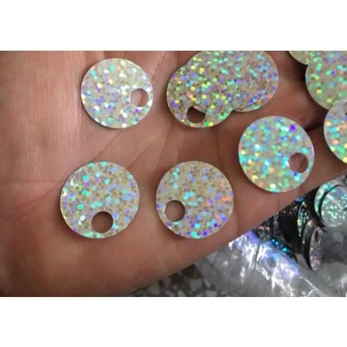 Sewing supplies 20mm circular large hole laser silver Sequin side hole large hole Bead Silver laser Sequin garment accessories
