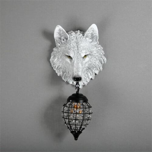 MODERN NORDIC RESIN WOLF WALL LAMP LED ANIMAL LAMPS FIXTURE FOR LIVING ROOM LOFT INDUSTRIAL LIGHTS CAFE ROOM BAR ART DECOR LIGHT