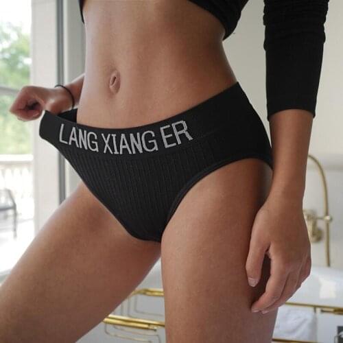 Sports Style Cotton Panties Sexy Womens Underpants Stripe Seamless Thong Comfortable Underwear Middle Waist Breifs