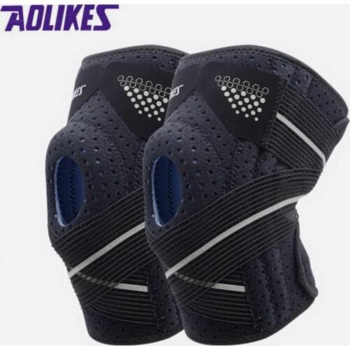 2Pcs Sport Knee Pads Cycling Knee Brace Compression Orthosis Springs Support Knee Protector Gym mtb Arthritis Work Knee Guard