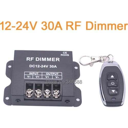 DC12V 24V 30A LED Dimmer Controller Brightness Adjuatable with 3Key RF Wirelss Remote Control for Single Color LED Strip
