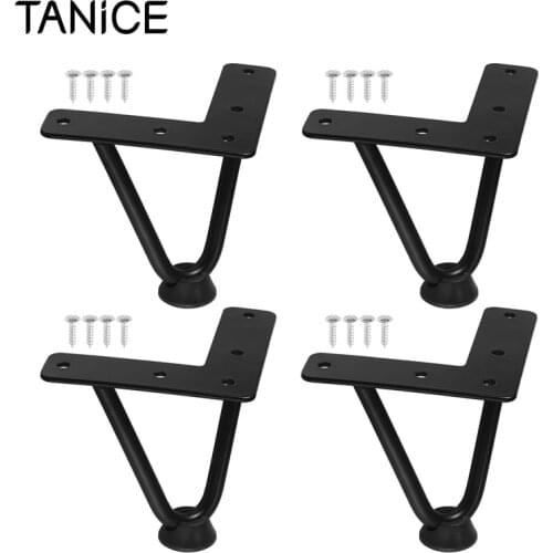 TANiCE 4Pcs Premium Hair Clip Table Leg Furniture Feet Desk Bench Free Screws & Protectors Steel-100mm / 4 " For Dining Table