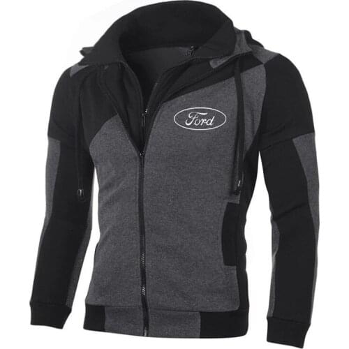 For Ford Hoodie Sweatshirt Jacket Men Fashion for Ford Logo Zipper Hoodie Cotton Double Zipper Sweatshirt Coat Outerwear W
