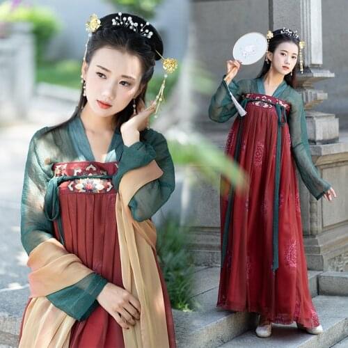 Traditional Chinese Hanfu Women Fairy Princess Dress Adult Chinese Folk Dance Costume Embroidery Hanfu Cosplay Outfits JL1487