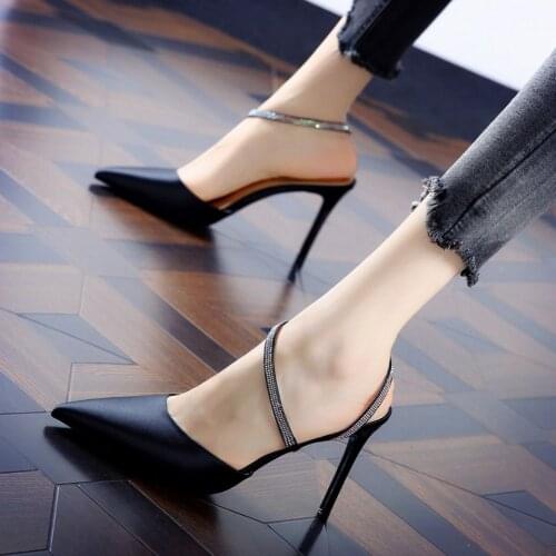 Women Stilettos Spring Summer Peep-Toe Gorgeous Satin Diamond Heat Seal High Heel Pumps Ladies Wedding Party Shoes Woman Shoes