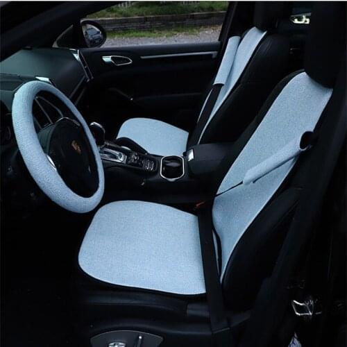 2021 New Arrival Blue Series Tweed Goddess Universal Car Interior Supplies Summer Cotton Linen Car Seat Cushion