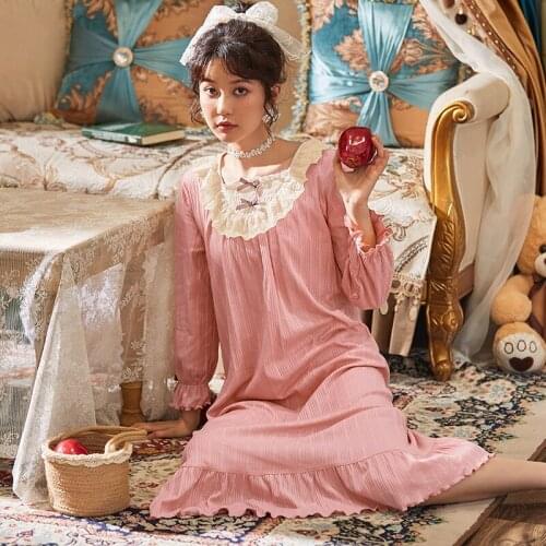 Womens Nightgown Sleepwear Autumn Long Sleeve Nightdress Lace Sexy Nightwear Ladies Princess Night Dress Plus Size 5XL Pajamas