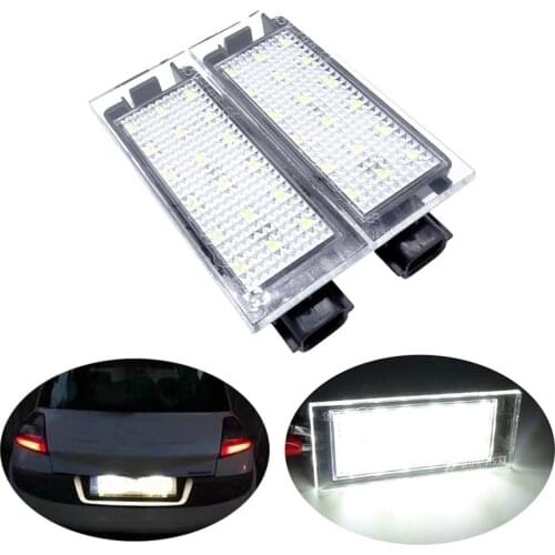 1 Pair 18 LEDs White Car Number License Plate Light Lamp 2 Pin Fit For Renault Clio MK III Laguna MK II Vel Satis 2006 13.5V