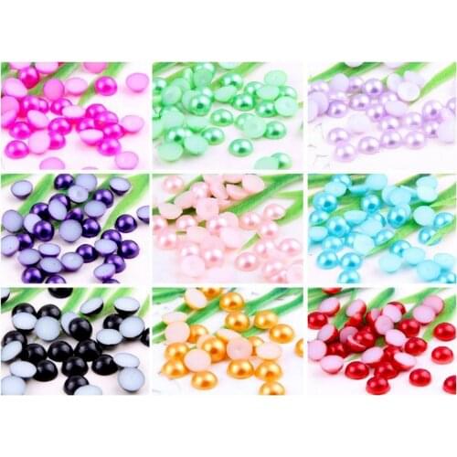 1000Pcs Half Round Bead Flat Back Acrylic Pearl Scrapbooking Embellishment Craft 4mm/6mm/8mm NXET177