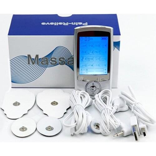 16 Mode Digital Electronic Pulse Massager Electronic Mini Personal Nerve Stimulator Electro Stimulation Pain Silver