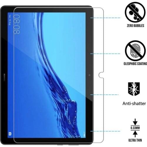 2PCS Tempered Glass Flim for Huawei Mediapad T5 10.1 Mediapad M5 Lite 10 Tablet 9H Hardness Scratchproof Screen Protector
