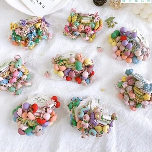 20pcs in) Kids Mini Cute handmade knotted Hair Ties Bands super Stretch Elastic Ponytail Holder Hair Accessories for Girls
