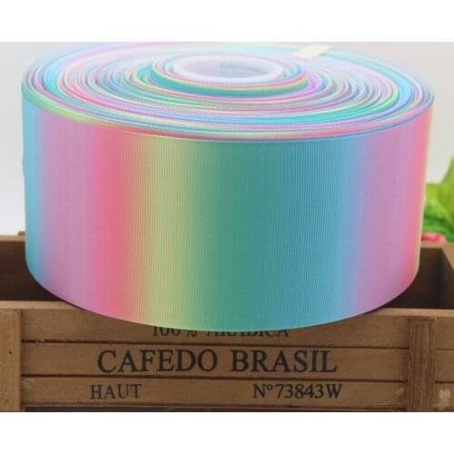 3'' Free shipping rainbow gradient colors printed grosgrain ribbon hairbow headwear party decoration diy wholesale 75mm S583