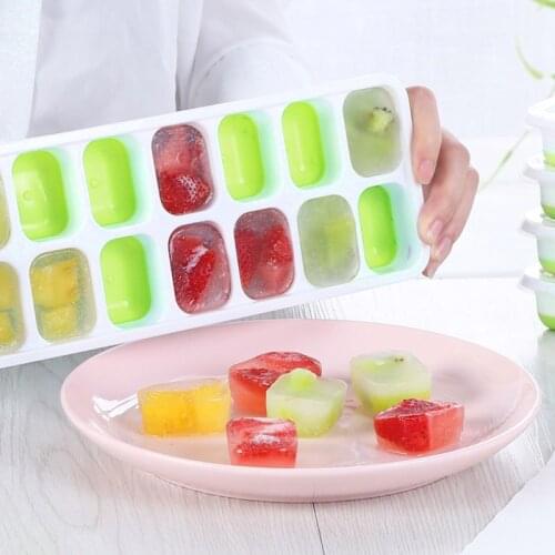 4Pcs Ice Cube Trays Easy-Release Silicone 14-Ice Trays with Removable Lid BPA Free Dishwasher Safe FBE3