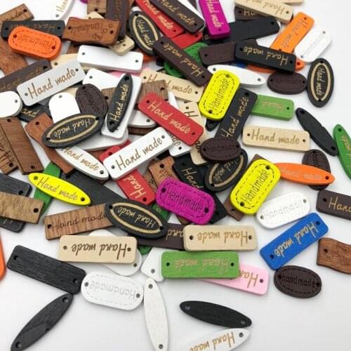 50pcs Mixed Color Hand Made Letter Sewing Natural Wood Button WB524