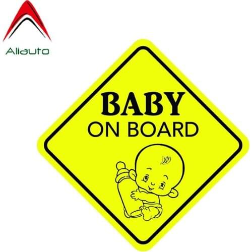 Aliauto Funny Baby on Board Car Sticker Waterproof PVC A Child Who Drinks Milk Decal for Renault Opel Seat VW Suzuki,14cm*14cm