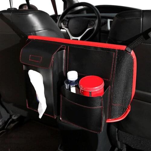 Car Leather Net Pocket Handbag Holder Multi-Pockets Hanging Seat Back Organizer Container Luggage Auto Interior Accessories 2021