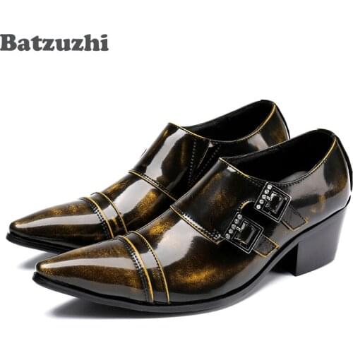 Batzuzhi Limited Edition Bronze Men Dress Shoes Italian Style Shoes Men Leather Men Dress Shoes 2017 Pointed Toe Forma Shoes Men