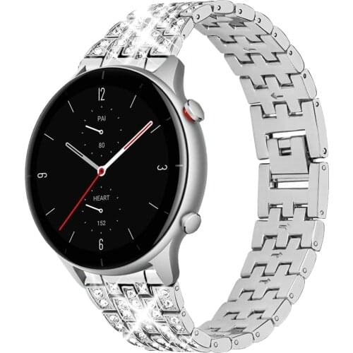 20mm 22mm Women Diamond Bracelet for Huami Amazfit GTR 42/47mm GTR 2/2e Watch Band for Amazfit Watch GTS 2/Bip Strap Metal Belt