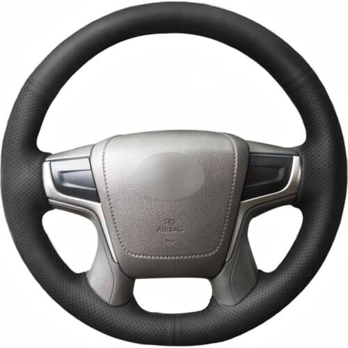 Black Artificial Leather No-slip Car Steering Wheel Cover for Toyota Land Cruiser 2015-2020 Land Cruiser Prado 2017-2020 Crown