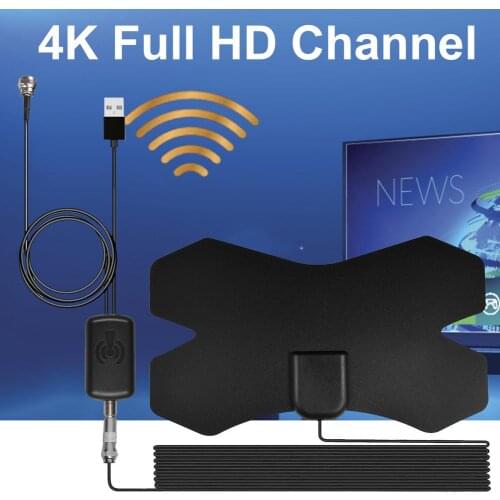 Indoor HDTV 4K Digital TV Antenna Booster Active Indoor Antenna HD Flat Design TV Receiver Indoor 250 Miles Range TV Antenna