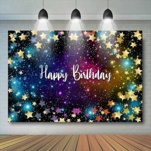 Happy Birthday Gillter Star Party Backdrop Photography Background Photo Booth Banner Decorations