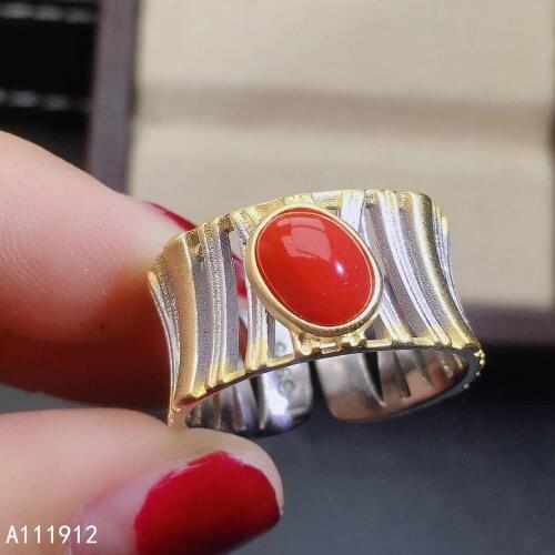 KJJEAXCMY fine jewelry natural red coral 925 sterling silver new women ring support test lovely