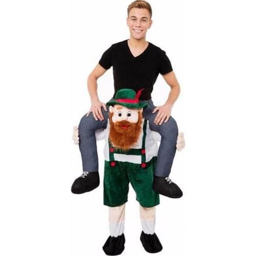 160-190CM Adults Kids Green Uncle Elf Carry Me Mascot Magic Pants Outfit Halloween Cosplay Costumes Carnival Party Dress Up Suit