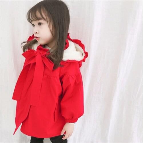 Children Coat Baby Girls Winter Coats Long Sleeve Plus Velvet Thick Girl Warm Red Jacket Winter Outerwear 12M-8Y Kids Clothes