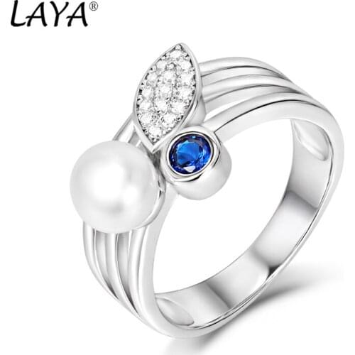 Laya Shell Pearl Necklace For Women Pure 925 Sterling Silver Shiny Synthetic Blue Crystal Elegant Fine Jewelry 2021 Trend