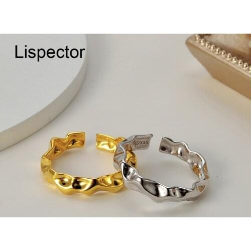 Lispector 925 Sterling Silver Korean Slim Irregular Tin Foil Rings for Women Minimalist Origami Open Ring Female Jewelry Gifts