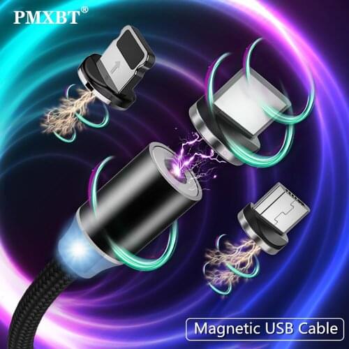 Magnetic Charging Cable LED Micro USB Type C For iPhone Huawei Honor Xiaomi Redmi 5 Mobile Phone USB C Magnet Charger Cord Wire