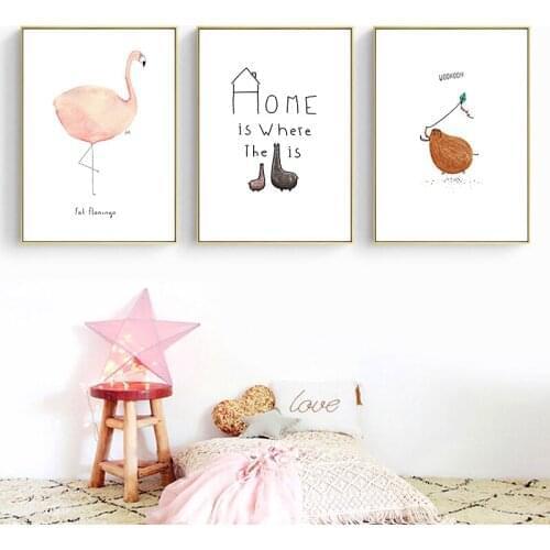 Cute Animal Wall Art Canvas Painting Minimalist Posters and Prints Home Decoration Wall Pictures Nursery Kids Baby room Decor
