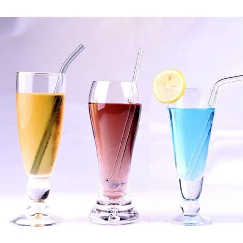 8mm*18cm 9Colors Reusable Drinking Glass Straws High Borosilicate Eco-Friendly Smoothies Cocktails Drinking Straws Drinkware Too