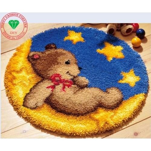 Cartoon Bear DIY Needlework cross stitch thread embroidery kits Carpet embroidery Latch hook rug kits rugs carpets Crochet hook