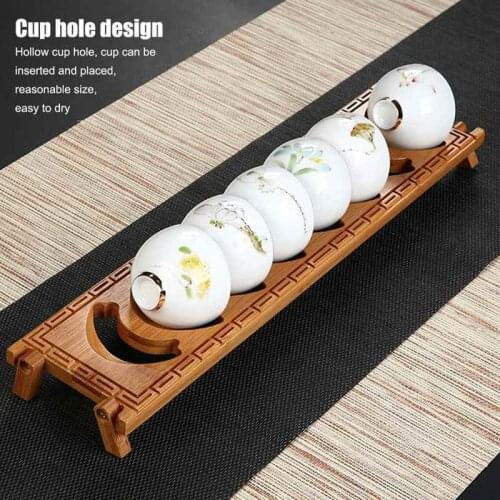 Teaware Sets Bamboo Crescent Teacup Holder Shelf Tea Cup Draining Rack Organizer Tea Ceremony Accessories kitchen Tools