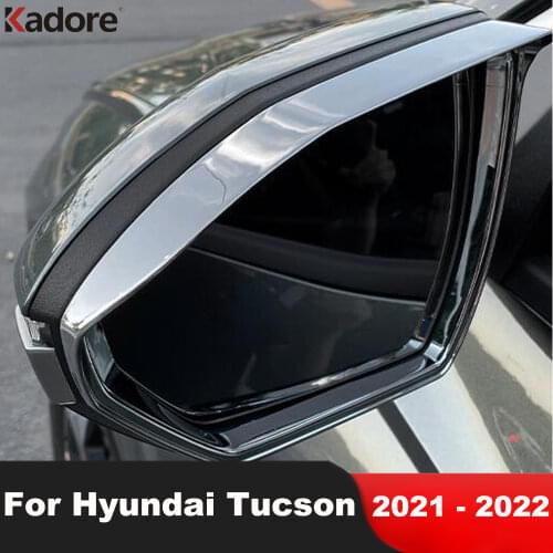 For Hyundai Tucson 2021 2022 Chrome Door Side Rearview Mirror Sun Visor Shade Rain Shield Cover Trim Stickers Car Styling 2pcs