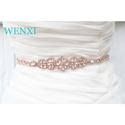 Wholesale 30pcs Hand Bridal Beaded Rhinestone Appliques For Wedding Dress Sash All The Way Clear Crystal Applique Sew On Dress