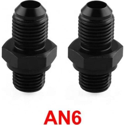 2Pcs Aluminum AN8/AN6x 1/4NPS Oil Cooler Adapter 6AN/8AN Flare To 1/4" NPT Male Straight Fitting Union Flare Adapter Black