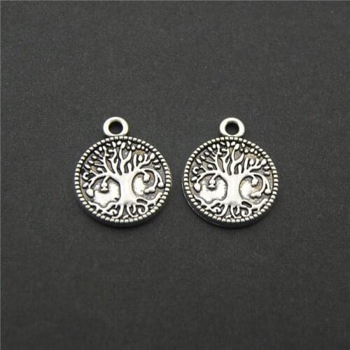 15PCS Carve Tree Family Tree Charms Zinc Alloy Silver Color Jewelry Making For Gifts A2202