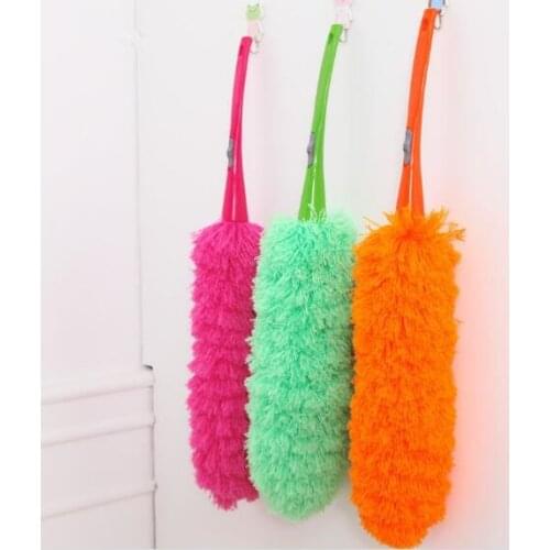 1PC New Soft Microfiber Cleaning Duster with Button Dust Cleaner Handle Feather Static Anti Magic Household Cleaning Tool LF 159