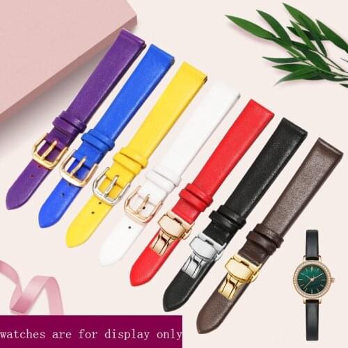CICIDD Genuine Leather Watch Band Replace For CK Citizen Fossil 6 8 10 12 14mm White Red Blue Small Dial Ladys Accessories