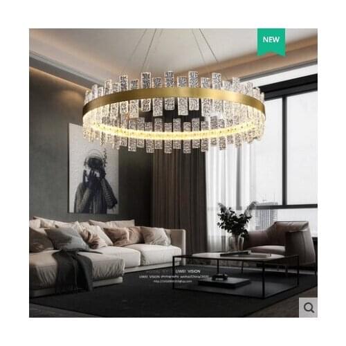 Copper luxury living room chandelier postmodern minimalist crystal light in the bedroom round Nordic home crystal decoration res