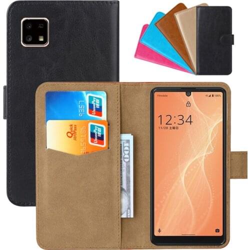 Luxury Wallet Case For Sharp Aquos sense4 basic PU Leather Retro Flip Cover Magnetic Fashion Cases Strap