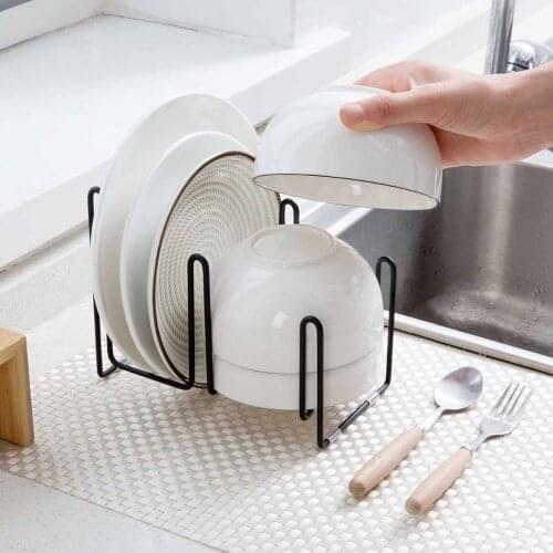 OTHERHOUSE Iron Dish Rack Shelf Bowl Holder Display Kitchen Storage Rack Tableware Dishes Holder Stand Tools Kitchen Accessories
