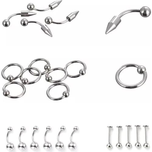 Body Jewelry Fake Nose Ring Goth Punk Lip Ear Clip On Fake Septum Piercing Stainless Steel Hoop Lip Hoop Rings Earrings 12-85Pcs