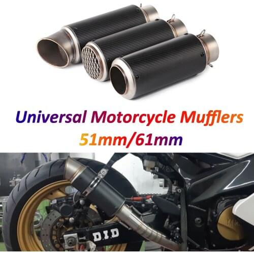 51mm/61mm Motorcycle Pit Bike Exhaust Pipe Carbon Fiber Moto Muffler for Kawasaki Z900 Ninja 400 PCX CB125R Duke 390 R6 R1 ZX10R