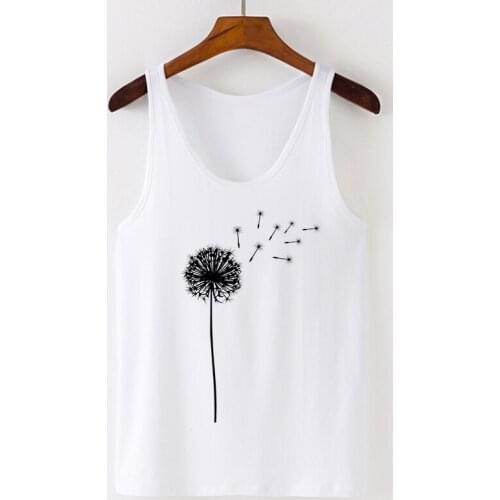 Sexy Camiseta Vest Tank Tops T-Shirt Women Summer Dandelion Bouquet Print Vogue Streetwear Harajuku Casual Sleeveless Oversized