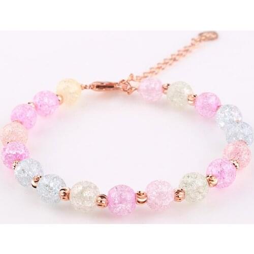 TODOX Brand Korea bracelet color pink Crystal bracelet wedding gift Bungee cord Elastic string of beads lady bracelet contracted