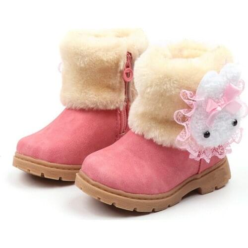 Girls Snow Boots for Toddlers Medium Kids Kindergarten School Warm Cotton Winter Boots Cute Rabbit Thick Plush Childrens Boots